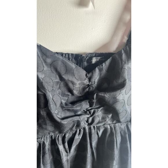 English Factory-black Dotted XS Sweetheart NeckPuff Sleeve Smocked Mini Dress - Picture 9 of 15